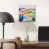 Landschap - Paars - Pastel - Huizen aluminium wit klein -sfeer5