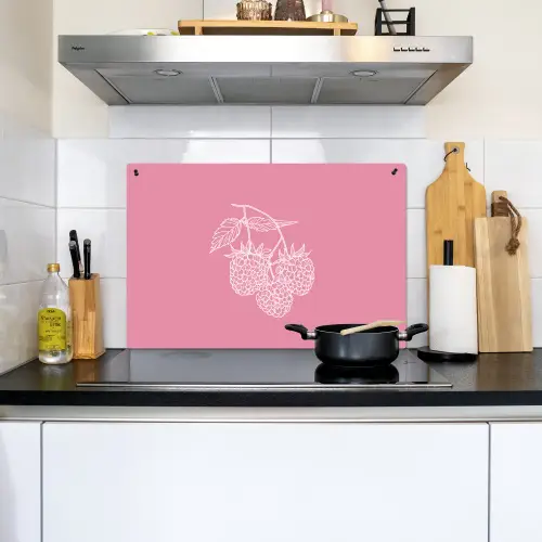 Frambozen - Steel - Getekend - Roze Inductie beschemer met haakjes klein -sfeer2