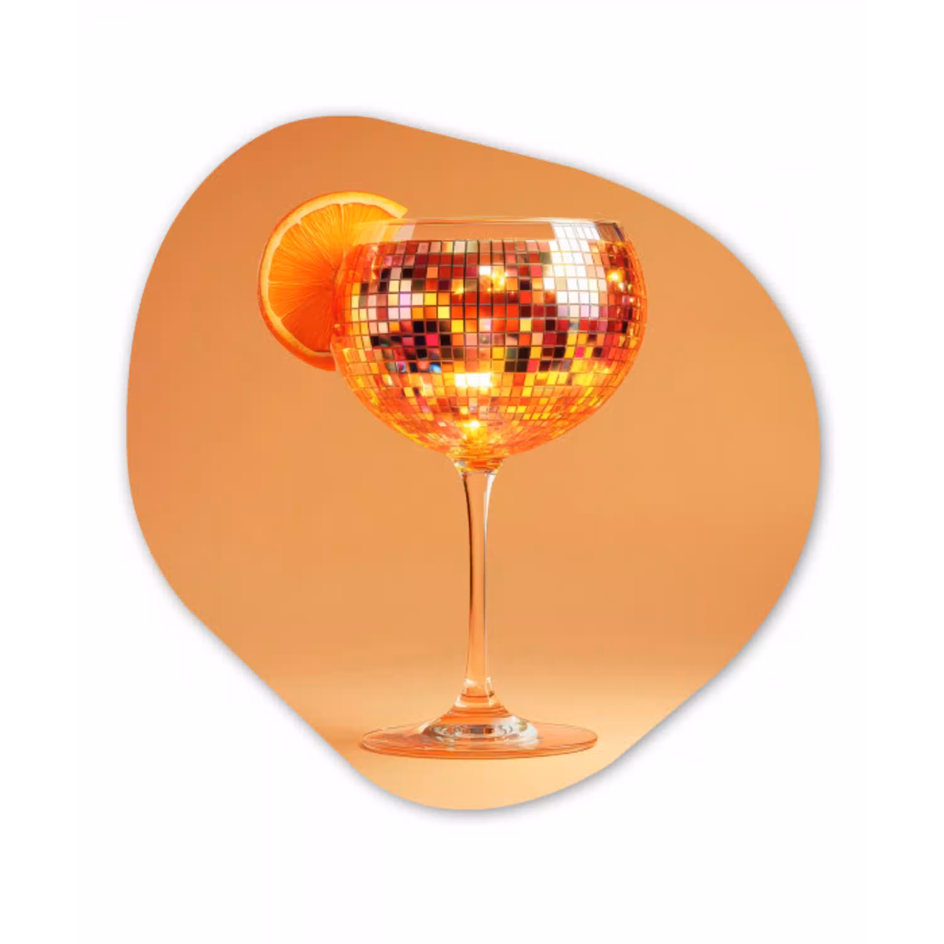 Drank - Oranje - Glitter - Disco Wandcirkel Organisch Forex 3mm klein -3d