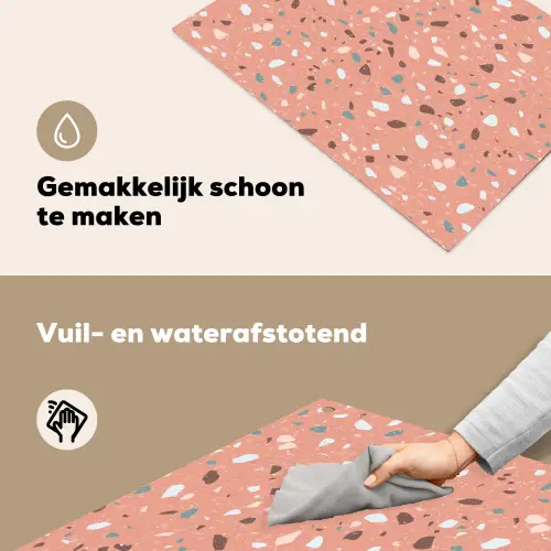 Terrazzo -  Patroon - Kleurrijk - Roze - Blauw Inductie beschemer met haakjes klein 777 -ky-schoon-nl