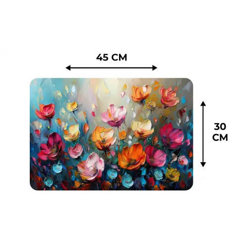 Bloemen - Kleurrijk - Abstract - Verf - Natuur Placemat vinyl groot -specs