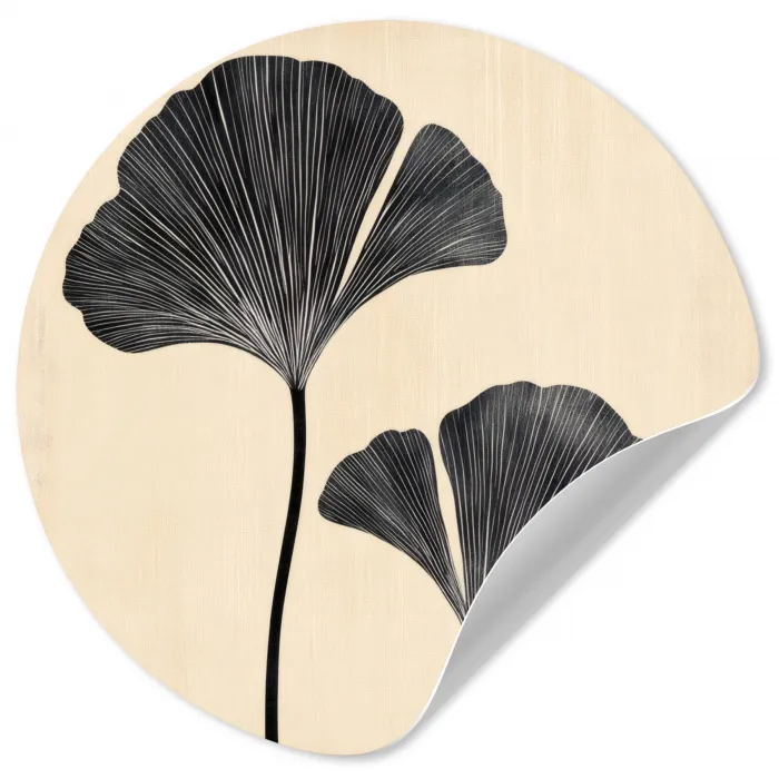 Bladeren - Minimalistisch - Zwart Wandcirkel behangsticker klein -3d