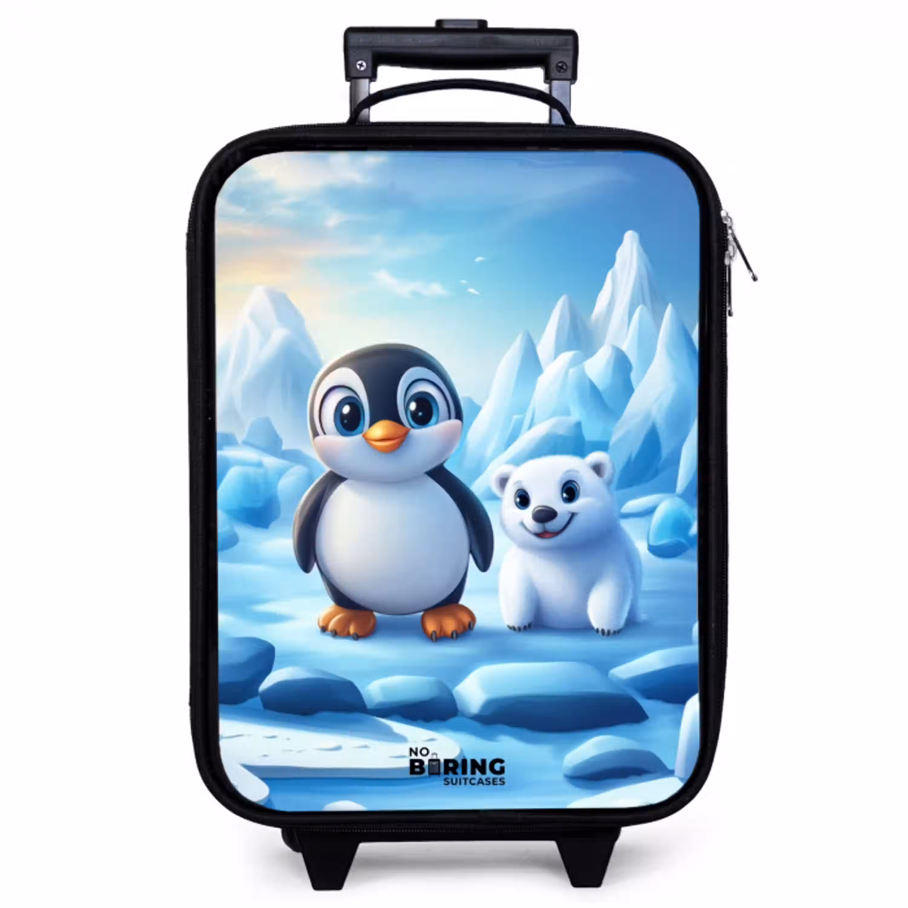 Pinguïn en ijsbeertje op ijsschotsen Kinderkoffer - Zwart klein -zzz_website3d