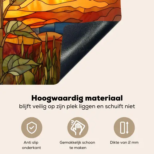 Zonnebloem - Mozaïek - Zonsondergang - Geel Inductie beschemer met haakjes klein -ky-onderkant-nl