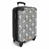 Bloemen en bladeren op zwarte achtergrond NBS - Handbagage koffer - Volwassenen Unisex middel -productfoto_3d