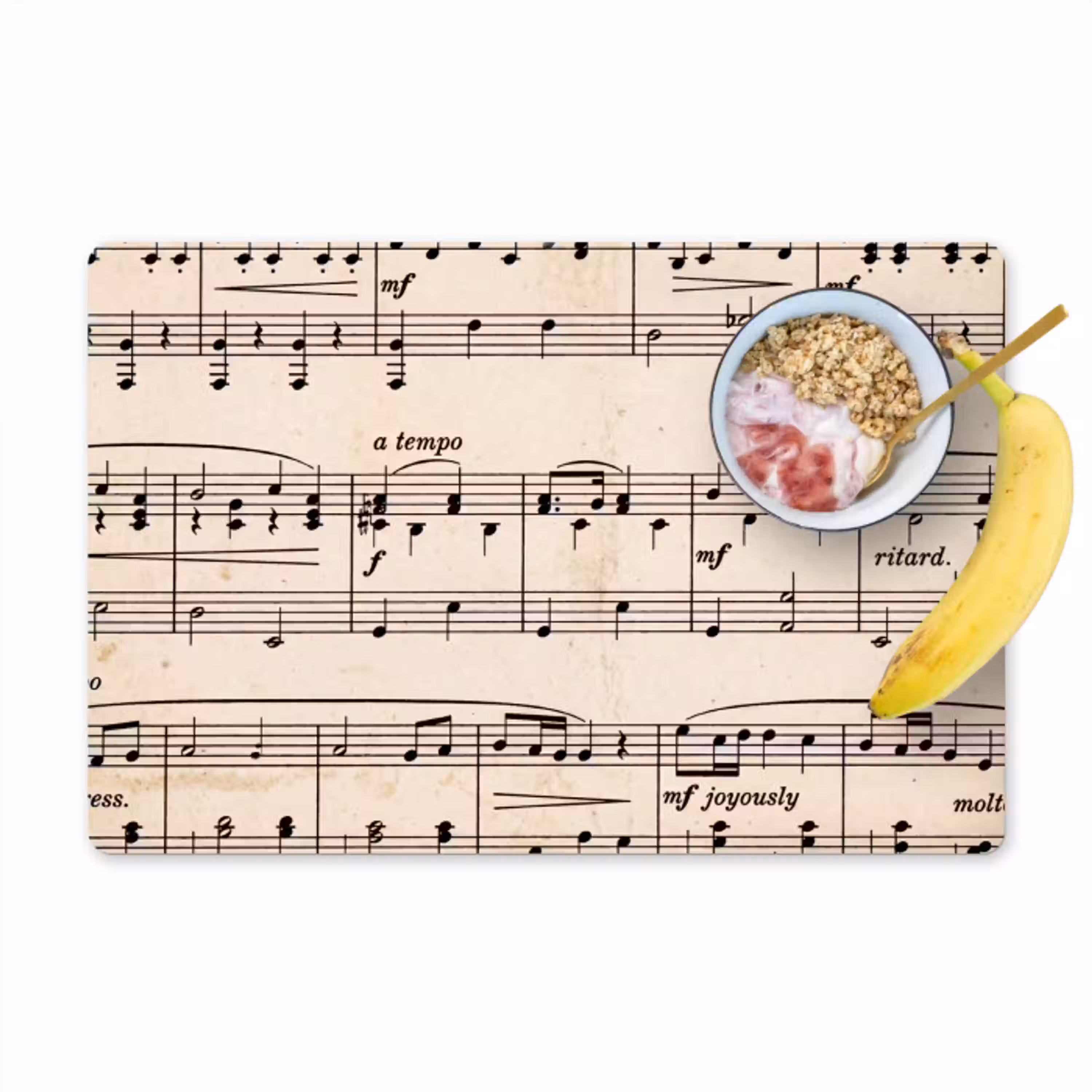 Muzieknotatie - Notenbalken - Kunst - Klassiek - Beige Placemat vinyl groot -zzzproduct_Kitchenyeah-website