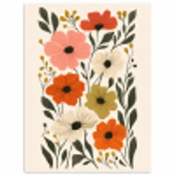 Veldbloemen - Stengels - Blaadjes - Groen poster papier klein -3d