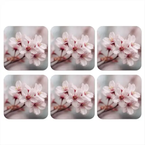 Bloesems - Meeldraden - Geel - Wazig onderzetter kurk middel -3d