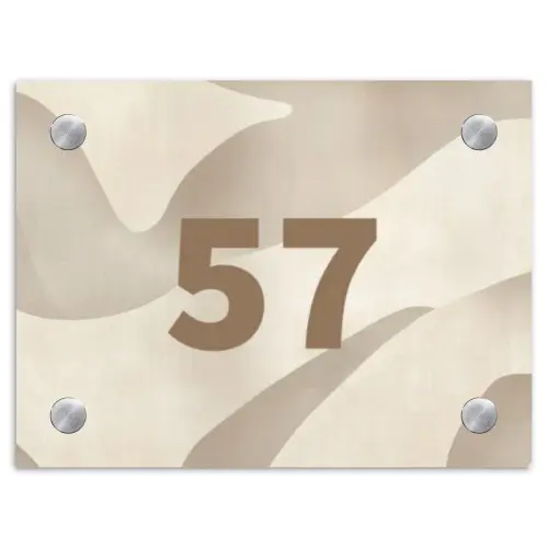 Beige organisch - Traditioneel Naambord Rechthoek middel -3d
