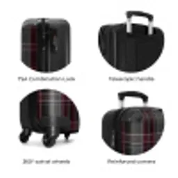 Klassiek geruit patroon in grijs en rood NBS - Handbagage koffer - Unisex middel zzzzzzzbolletjes_ENG