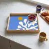 Minimalistisch - Organisch patroon - Blauw Dienblad Rechthoek middel -sfeer2