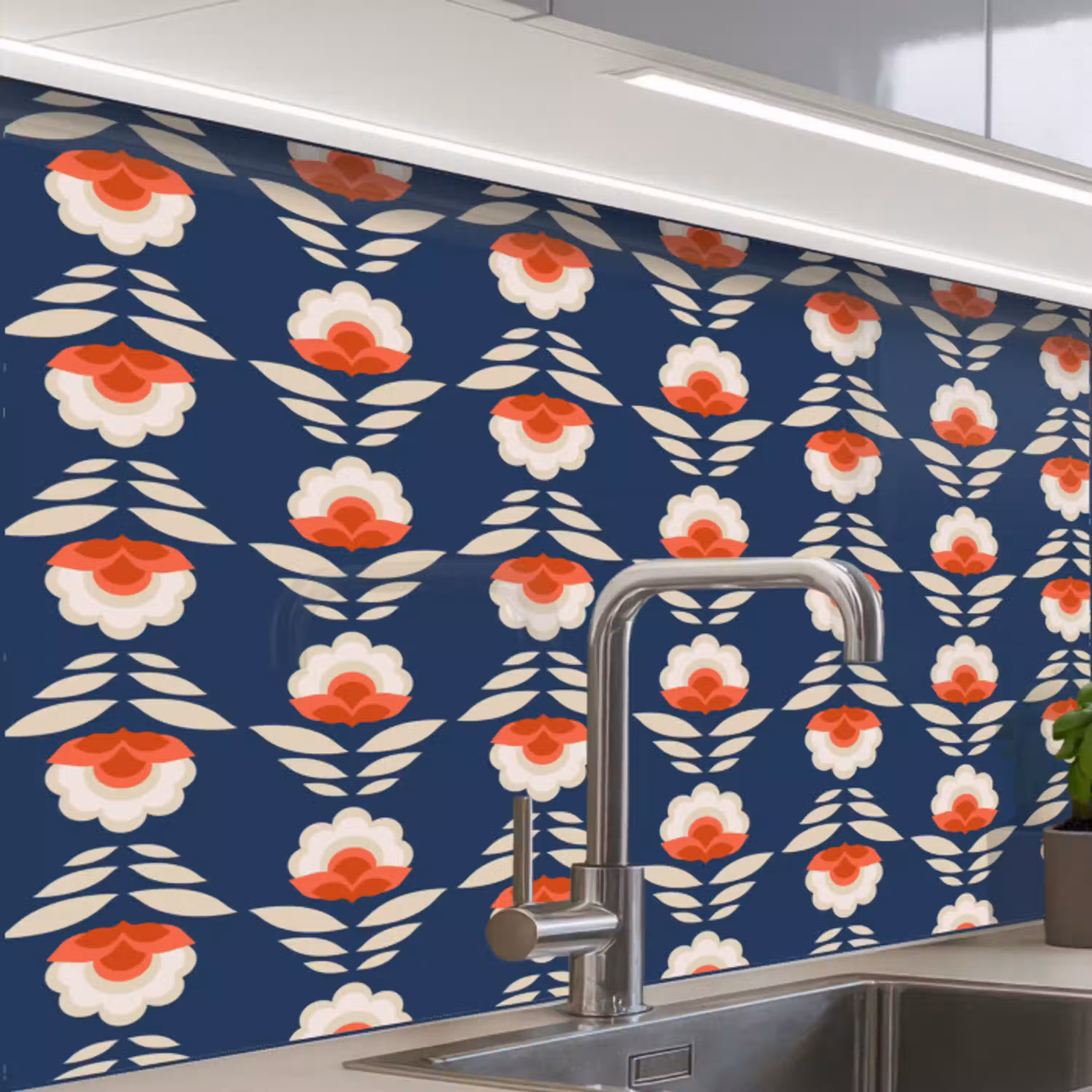 Patronen - Abstract - Bloemen keuken achterwand 2 middel 865 -zzzz3d_schuin