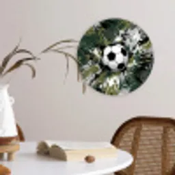 Voetbal - Verf - Spetters - Groen Wandcirkel kunststof plaat 5mm dik klein -sfeer4