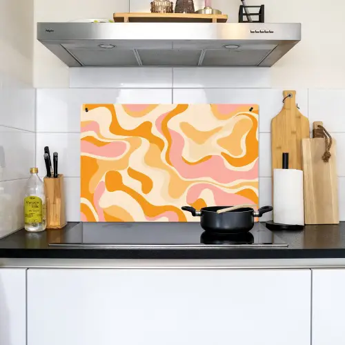Abstract - Golvend - Oranje Inductie beschemer met haakjes klein -sfeer2