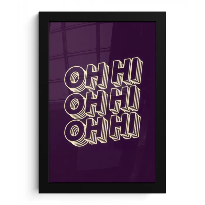 Oh hi - Paars - 3D fotolijst zwart zonder passe partout klein -3d