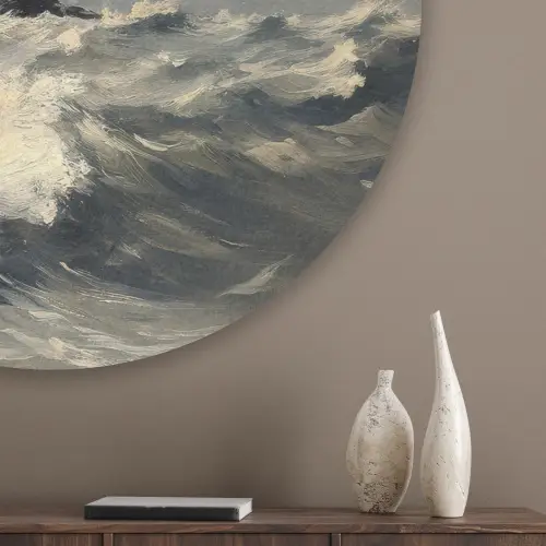 Vuurtoren - Golven - Storm Akoestische PET Vilt - Rond klein -sfeer5_closeup
