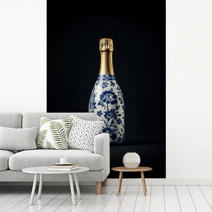Champagne - Bloemen - Goud - Chique fotobehang vinyl groot -woonkamer