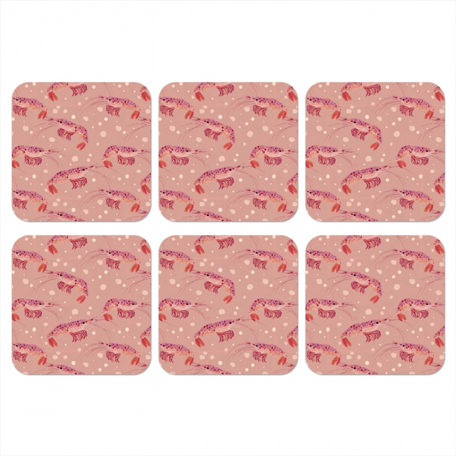 Garnalen - Stippen - Roze onderzetter kurk middel 366 -3d