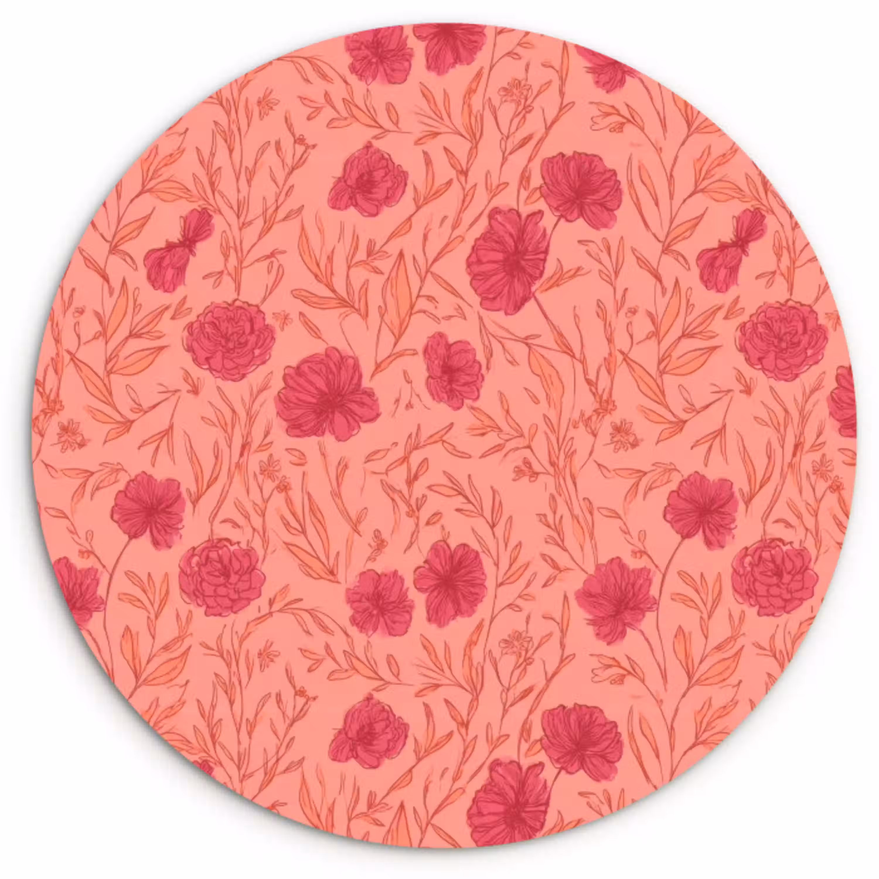 Weidebloemen - Romantisch - Roze Wandcirkel kunststof plaat 5mm dik klein 188 -3d