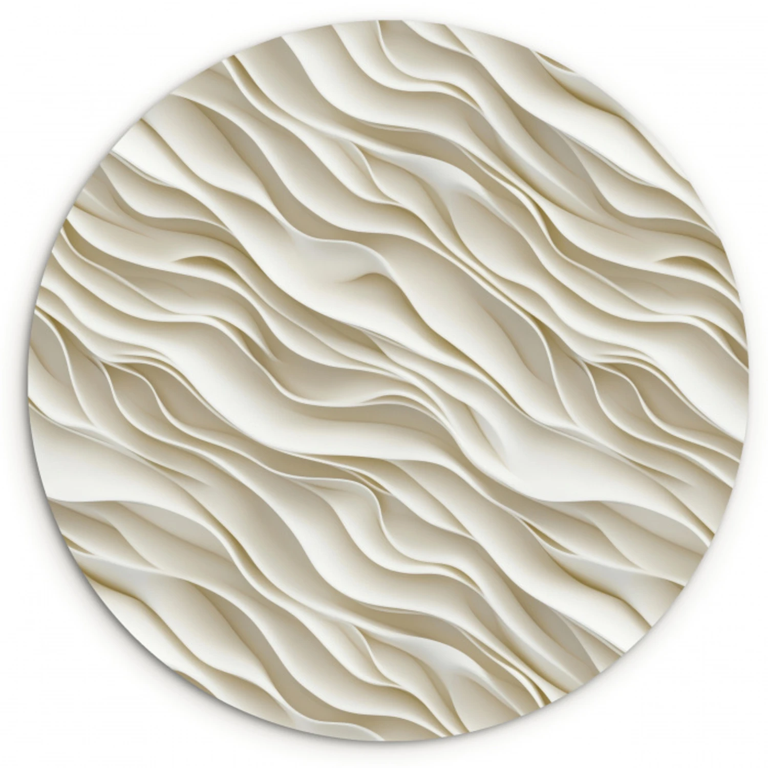 Golven - Wit - Minimalistisch Wandcirkel kunststof plaat 5mm dik klein 188 -3d
