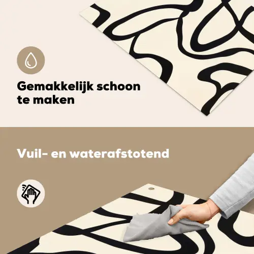 Abstract - Lijnen - Modern - Beige Inductie beschemer met haakjes klein -ky-schoon-nl