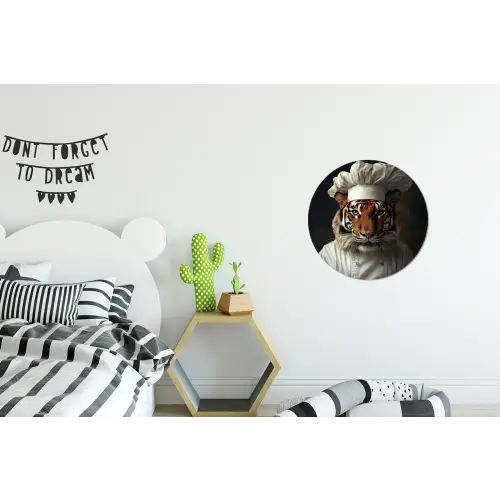 Tijger - Kokskleding - Bruin Wandcirkel aluminium klein -kinderkamer