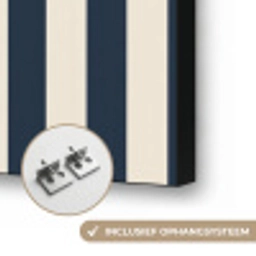 Verticale strepen - Blauw - Crème Textielframe zwart klein 947 -USP_ophangsysteemNL