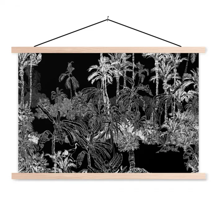Palm - Jungle - Tropical textielposter latten blank klein -3d