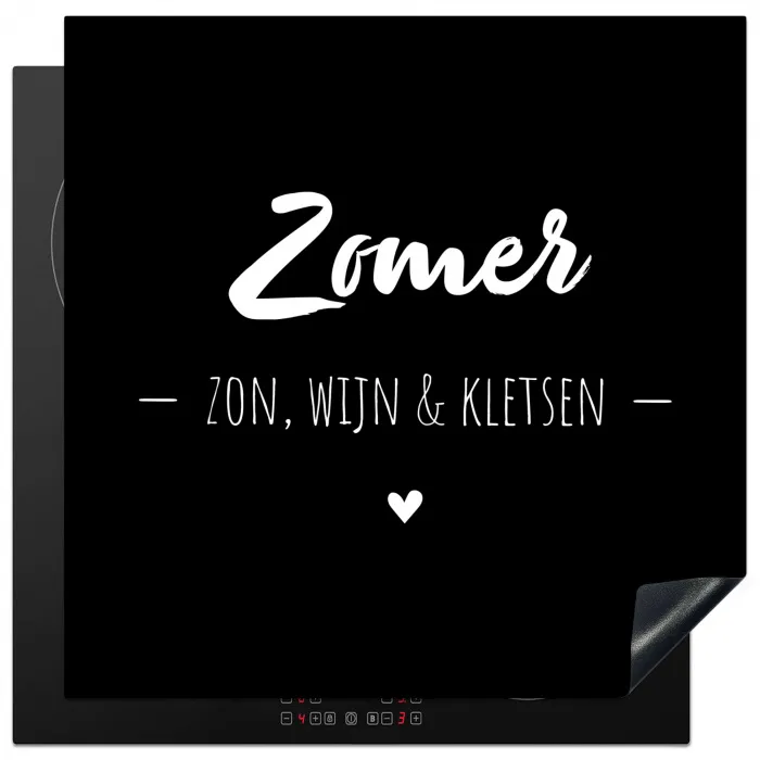 Zomer, zon, wijn & kletsen - Tekst - Zomer - Wijn - Quotes Inductie beschermer vinyl 3mm middel -3d