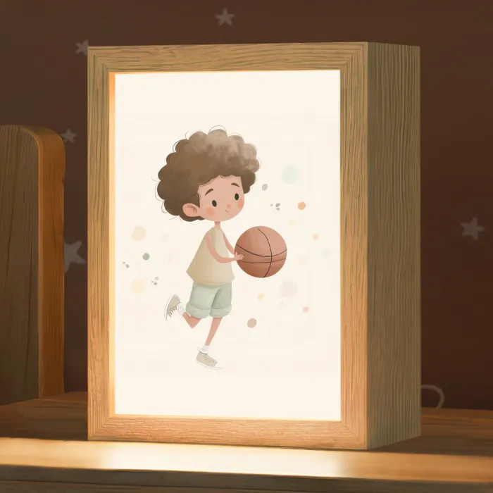 Beige - Jongen - Basketbal - Stippen Light Box met kabel klein -zzz_3d_website