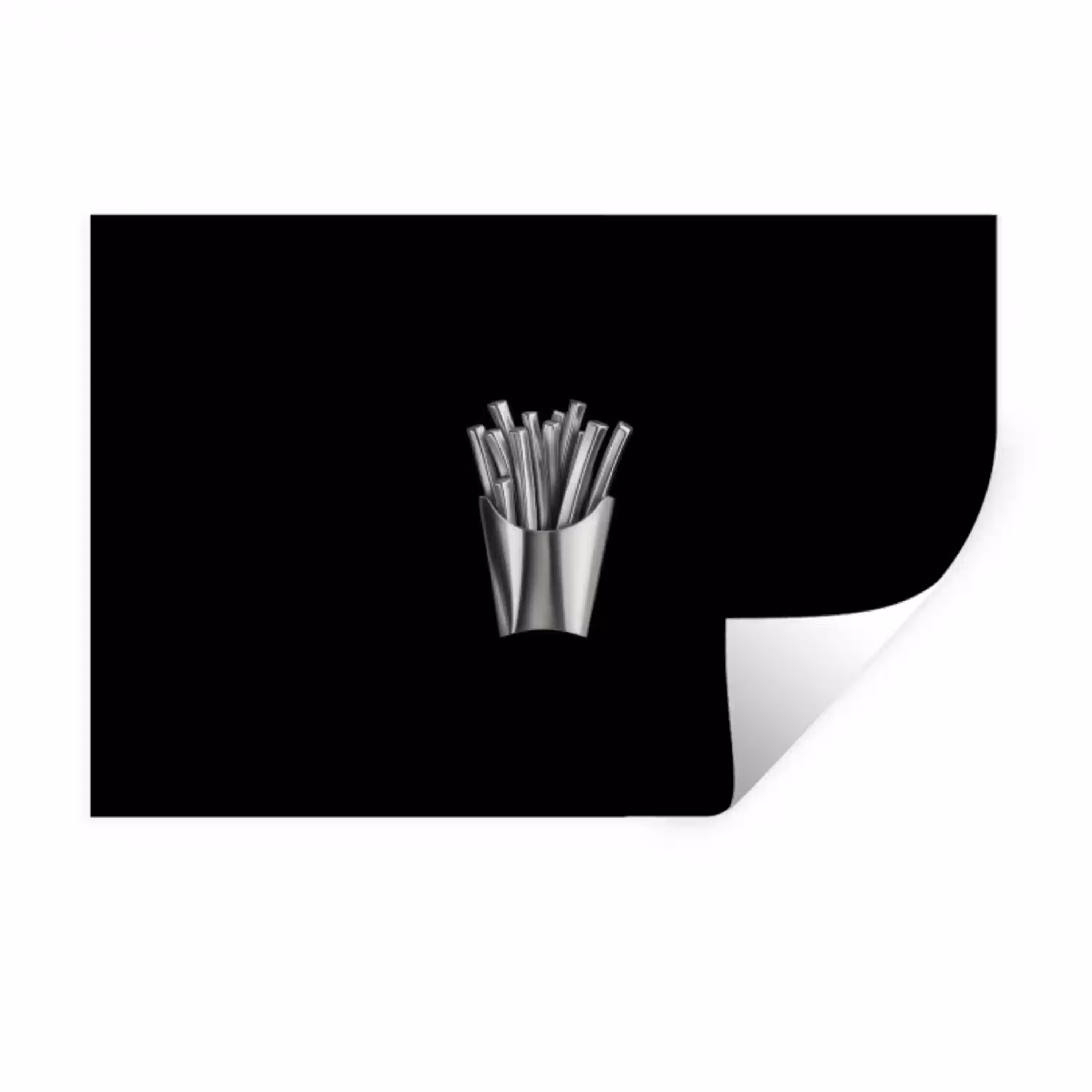Frietjes - Futuristisch - Zilver Muursticker klein -3d
