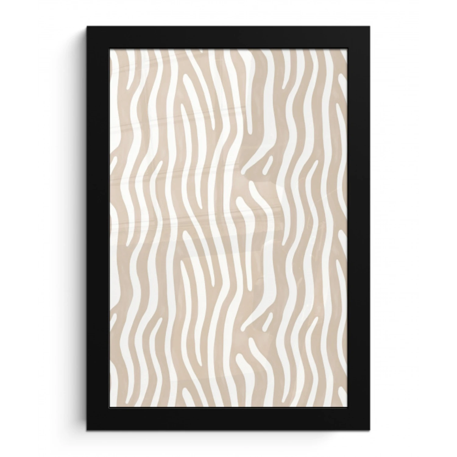 Abstract - Zebra - Beige fotolijst zwart zonder passe partout klein 224 -3d
