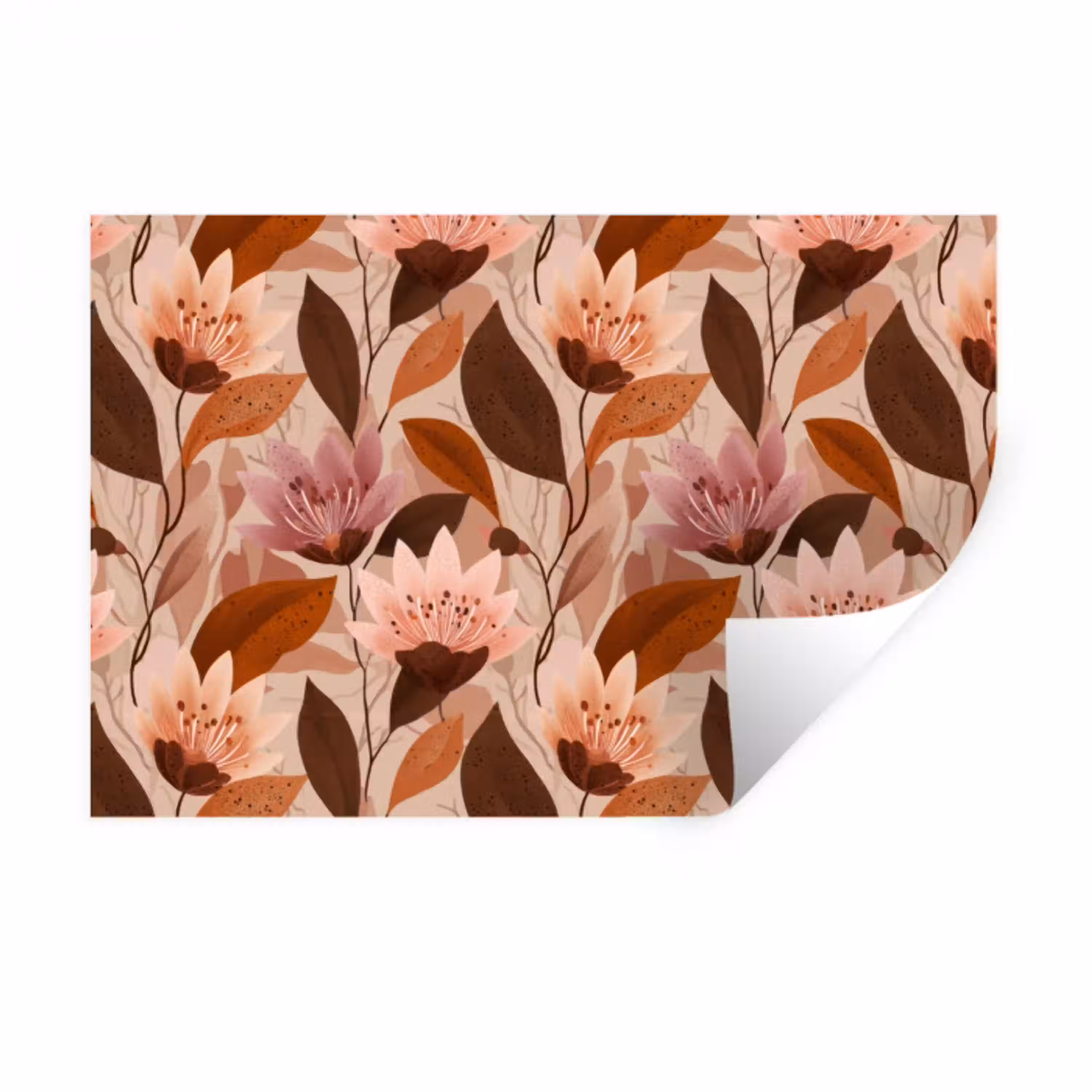 Bloemen - Bladeren - Bruin Muursticker klein 286 -3d