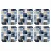 Patroon - Blauw - Vierkanten onderzetter kurk middel -3d