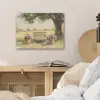 Houten bankje - Bloempotten - Landschap PET vilt klein -sfeer3