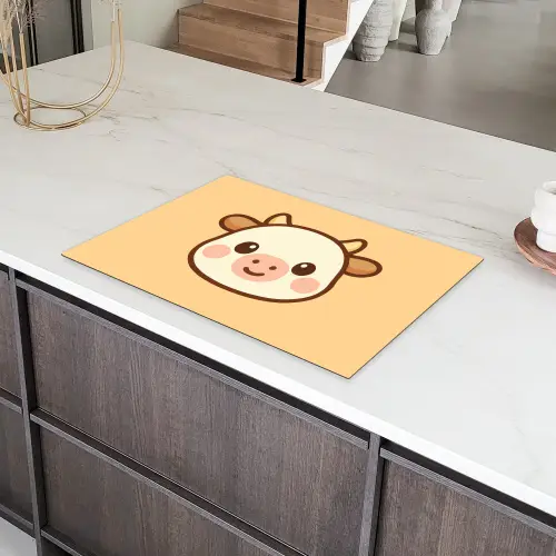Koe - Oranje - Cartoon Inductie beschermer vinyl 3mm klein -sfeer8