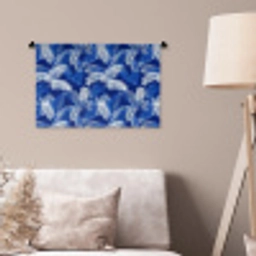 Palmblad - Patroon - Blauw Wandkleed katoen klein 269 -sfeer4