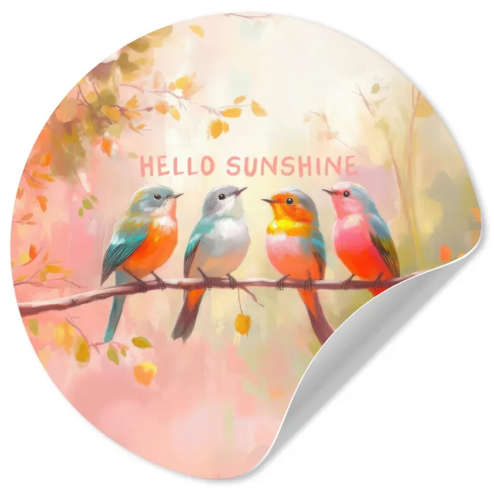 Vogels - Tak - Quote - Roze Wandcirkel behangsticker klein -3d