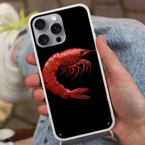 Garnaal - Rood - Dieren Hoesje iPhone 16 Pro Max met koord klein -sfeer3