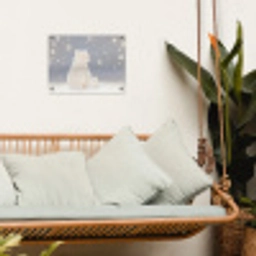 Ijsbeer - Sneeuw - Sterren - Blauw tuinposter los doek klein -sfeer7