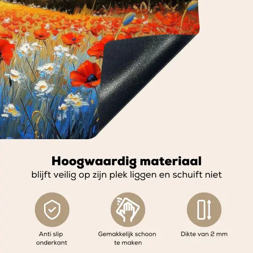 Klaproos - Bloemenveld - Kleurrijk Inductie beschemer met haakjes klein -ky-onderkant-nl