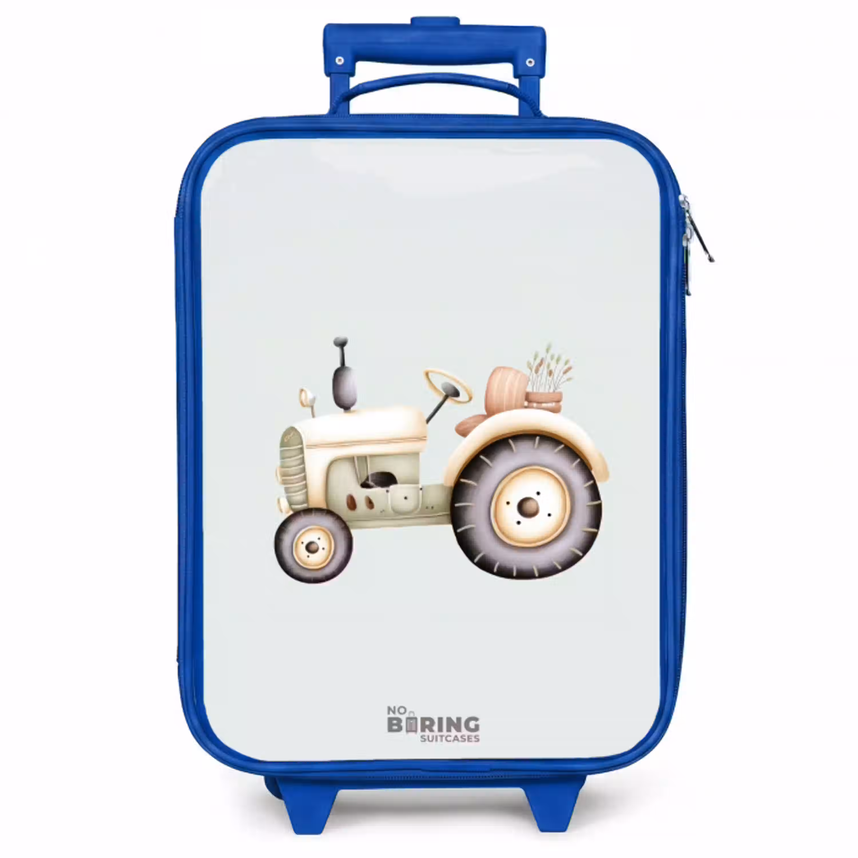 Beige vintage tractor in pastel groene kleuren Kinderkoffer - Blauw klein -zzz_website3d