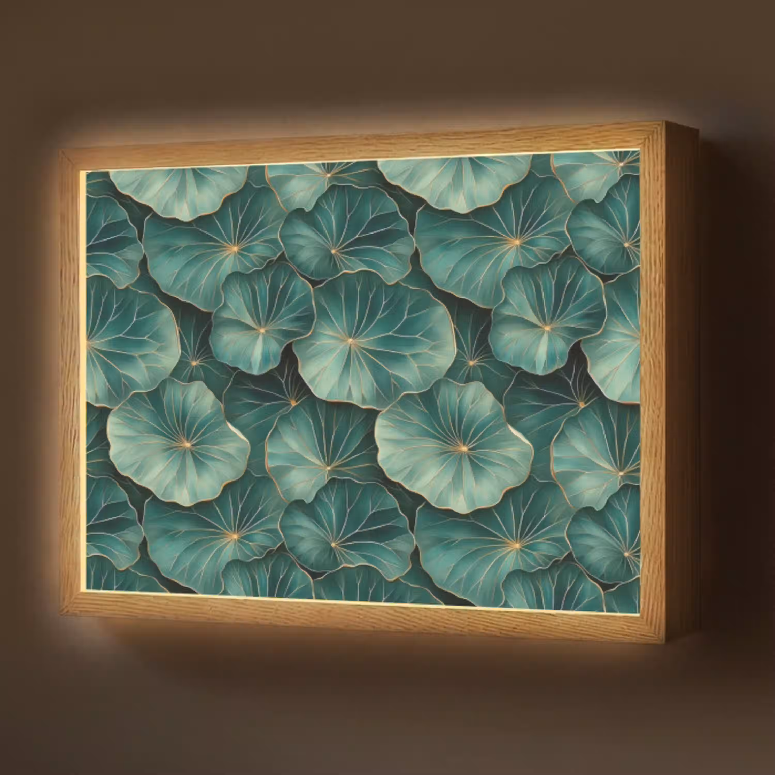 Patroon - Bladeren - Groen Light Box met batterij (Wandlamp) middel 907 -z3d_website