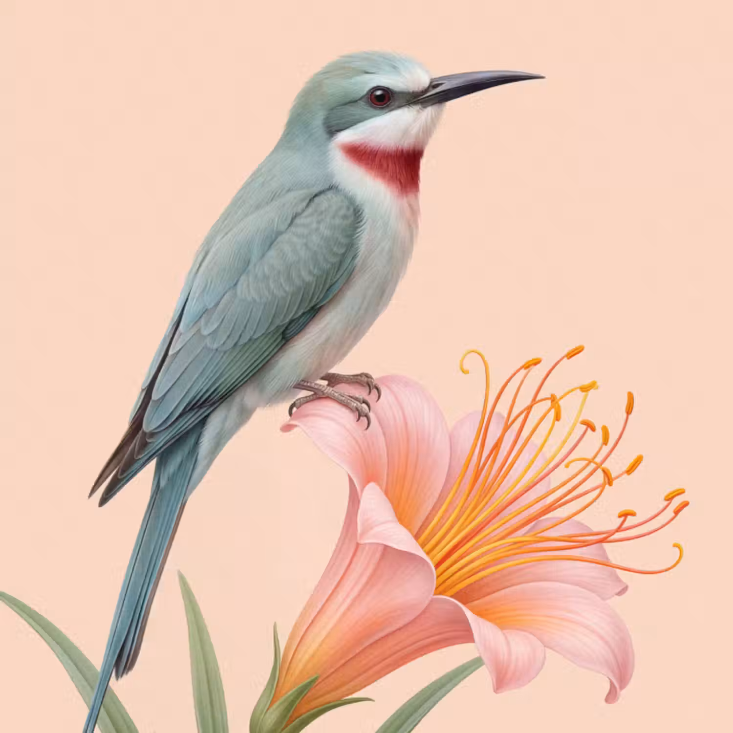 Behang - Vogel - Bloem - Natuur - Roze
