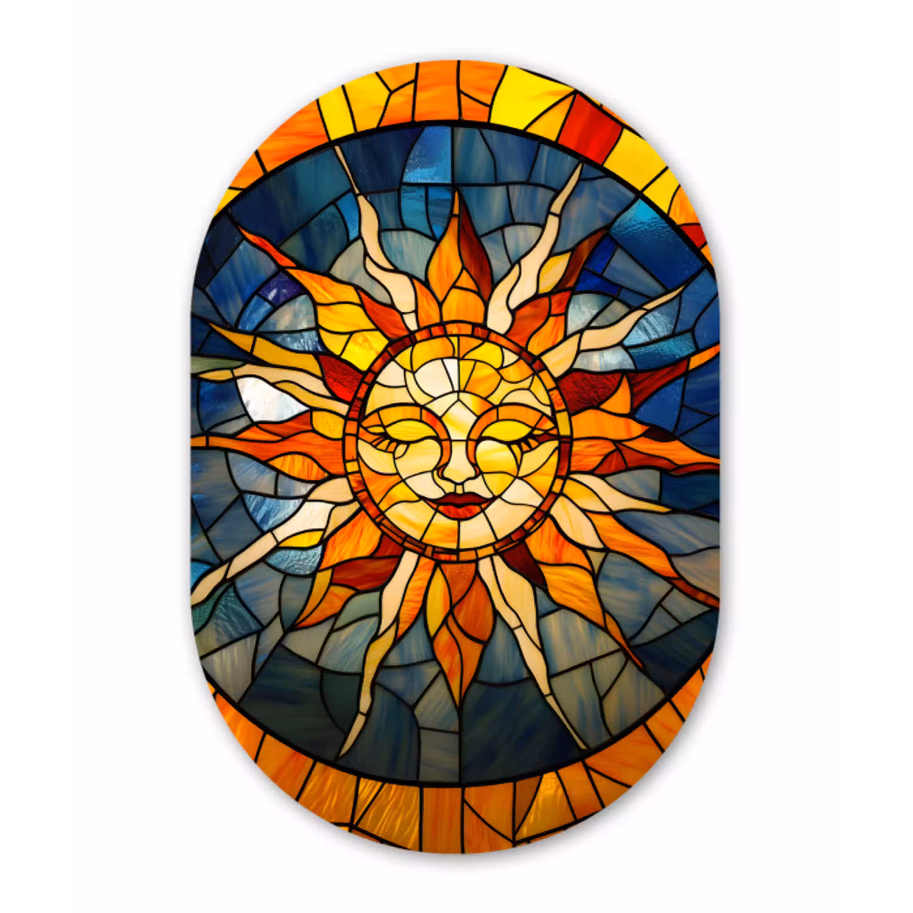 Mozaïek - Zon - Geel - Cirkel Wandcirkel Ovaal Aluminium middel -3d