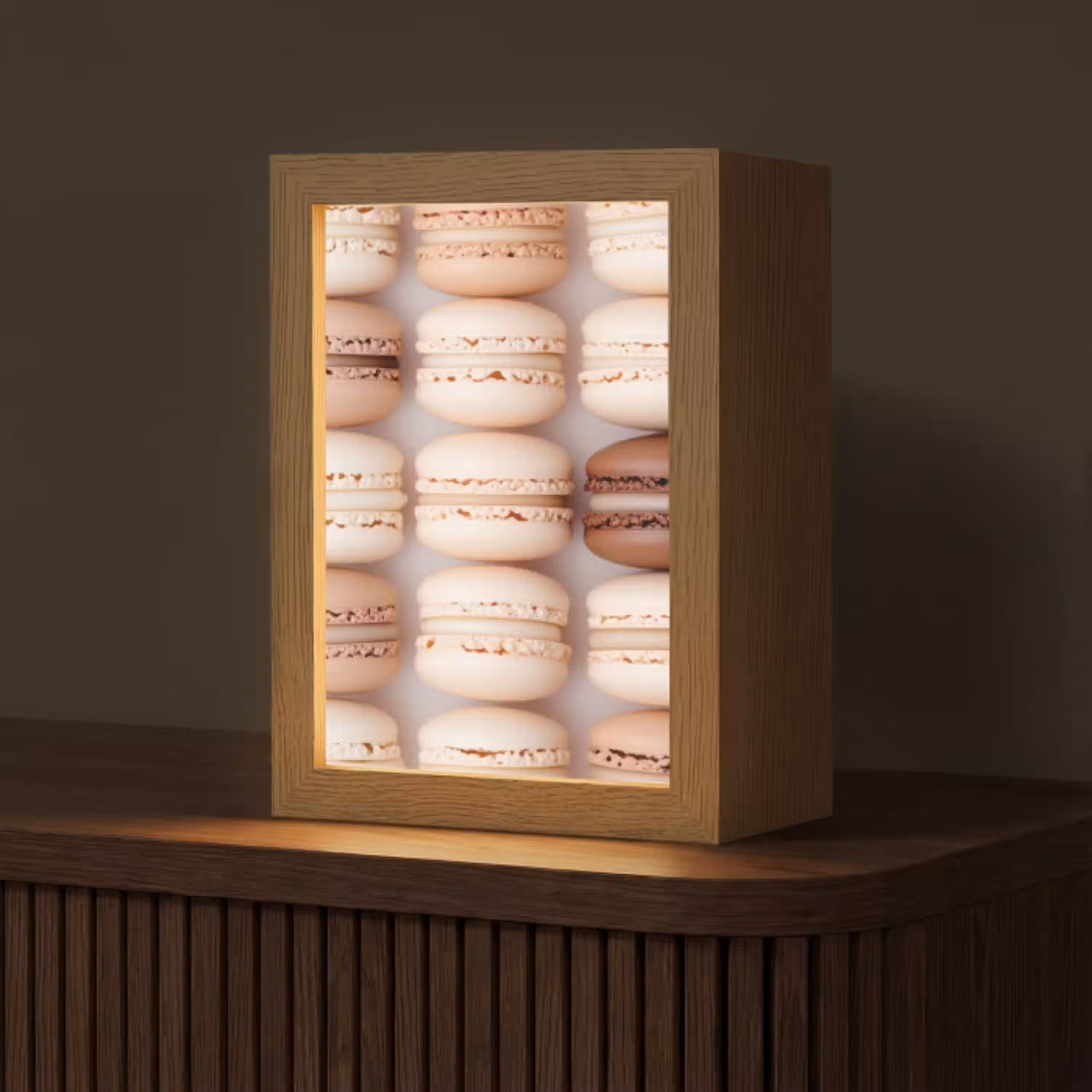 Macarons - Beige - Bruin Light Box met kabel (Tafellamp) klein -z3d_website