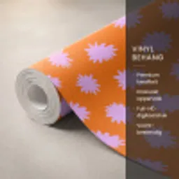 Retro - Bloemen - Oranje Behang Vinyl klein 1060 -USP_closeupNL