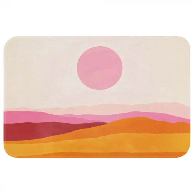 Badematte - Hügel - Orange - Sonne - Abstrakt