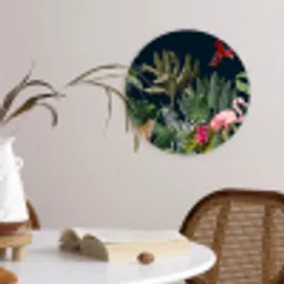 Jungle - Planten - Dieren - Kinderen - Flamingo - Zebra Wandcirkel kunststof plaat 5mm dik klein -sfeer4