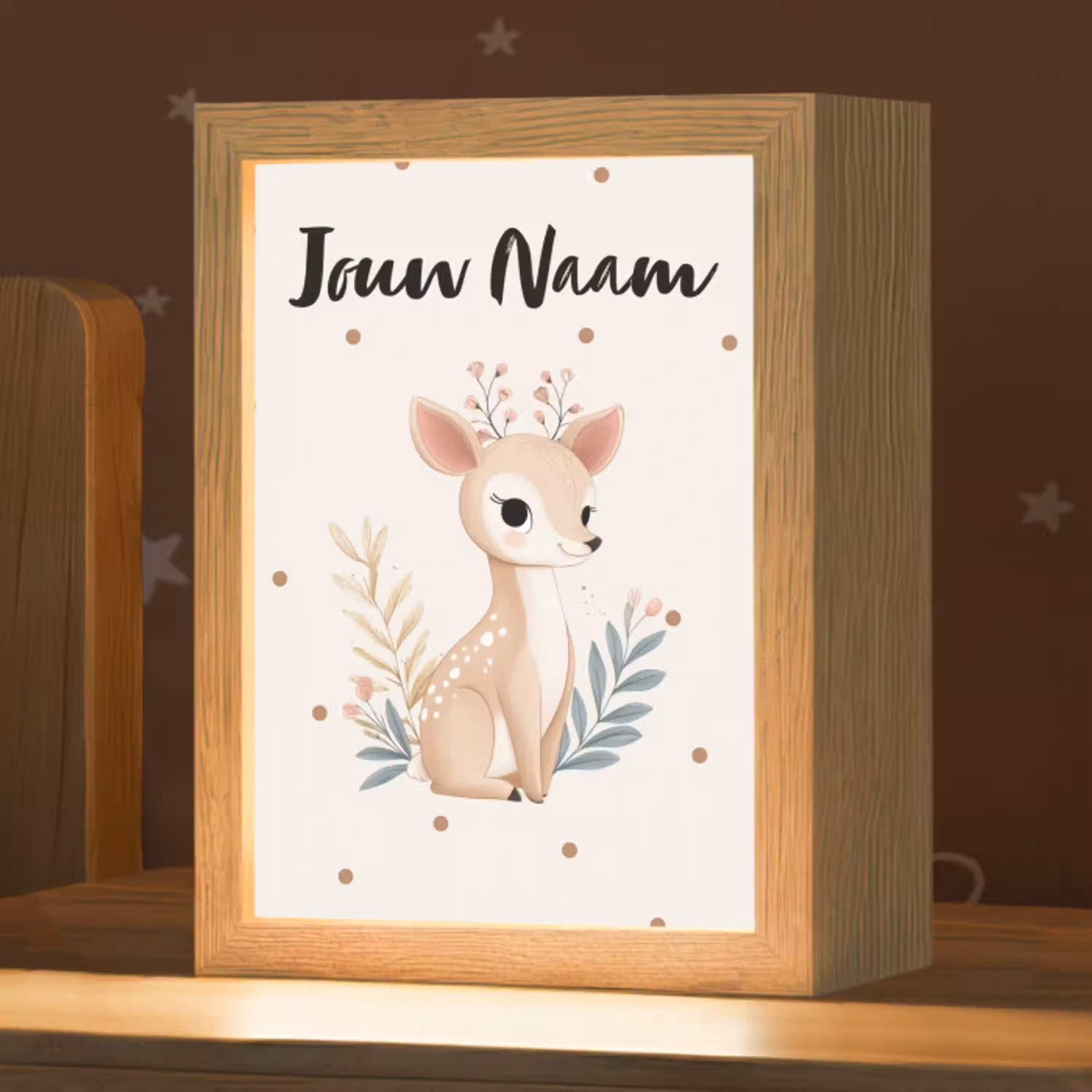 Illustratie - Stippen - Aquarel - Hertje Light Box met kabel (Kinderlampje) klein -zzz_3d_website